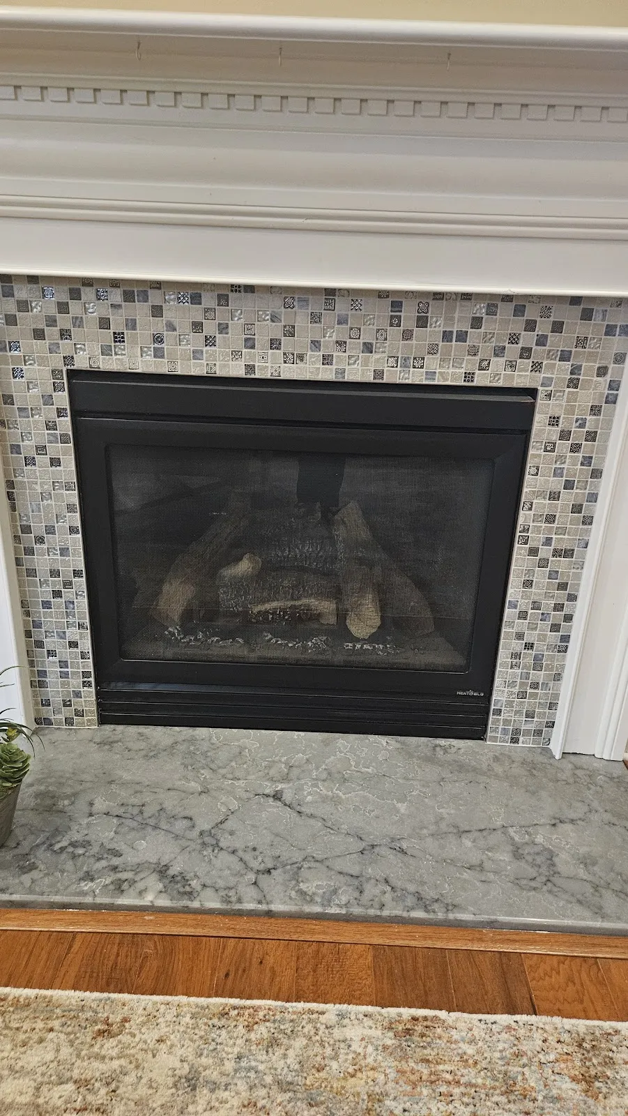 Mosaic tile fireplace