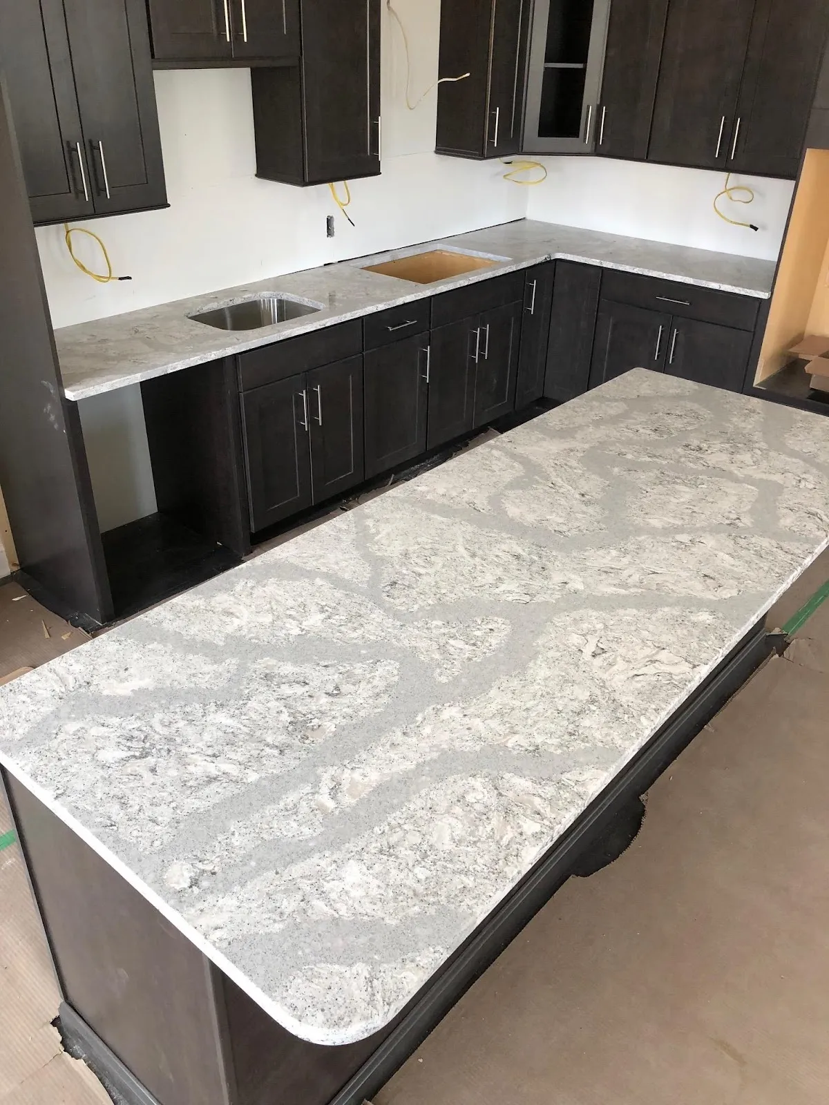 White granite island